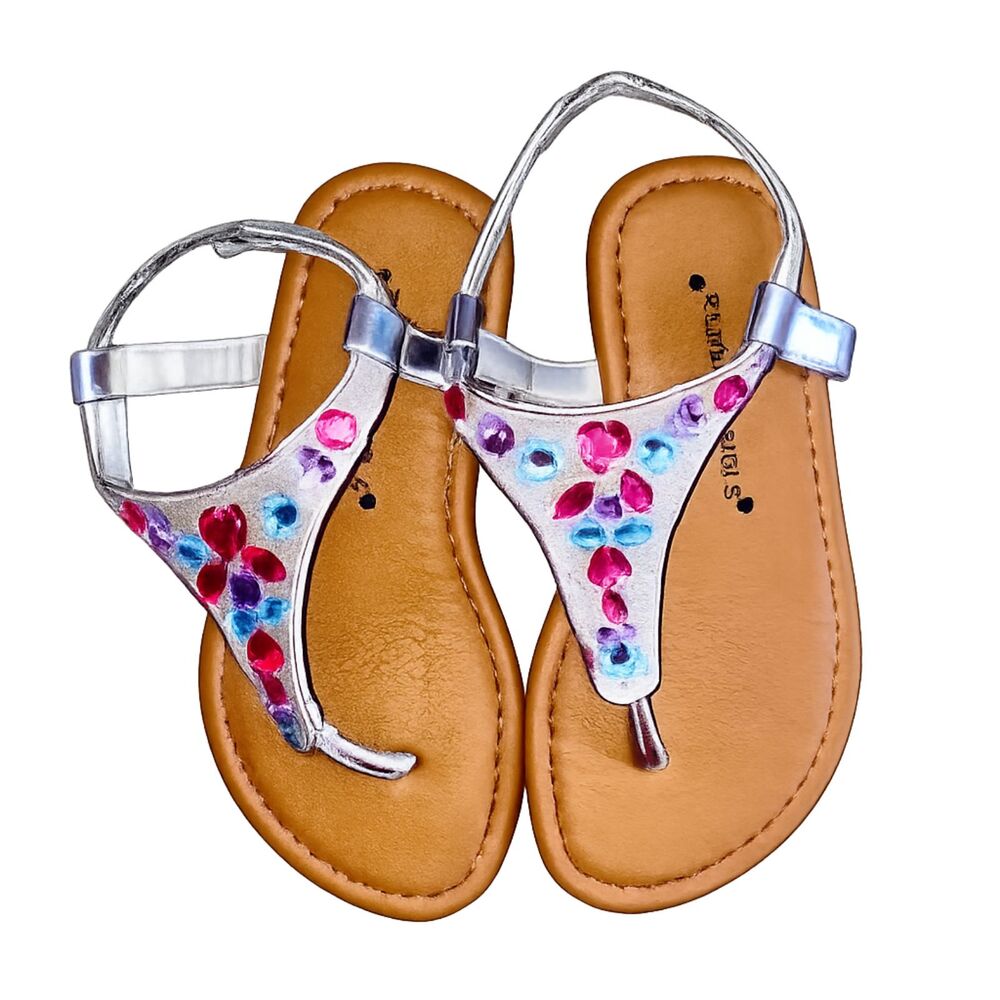 Rampage Girls Sandals Silver Gems Size 7